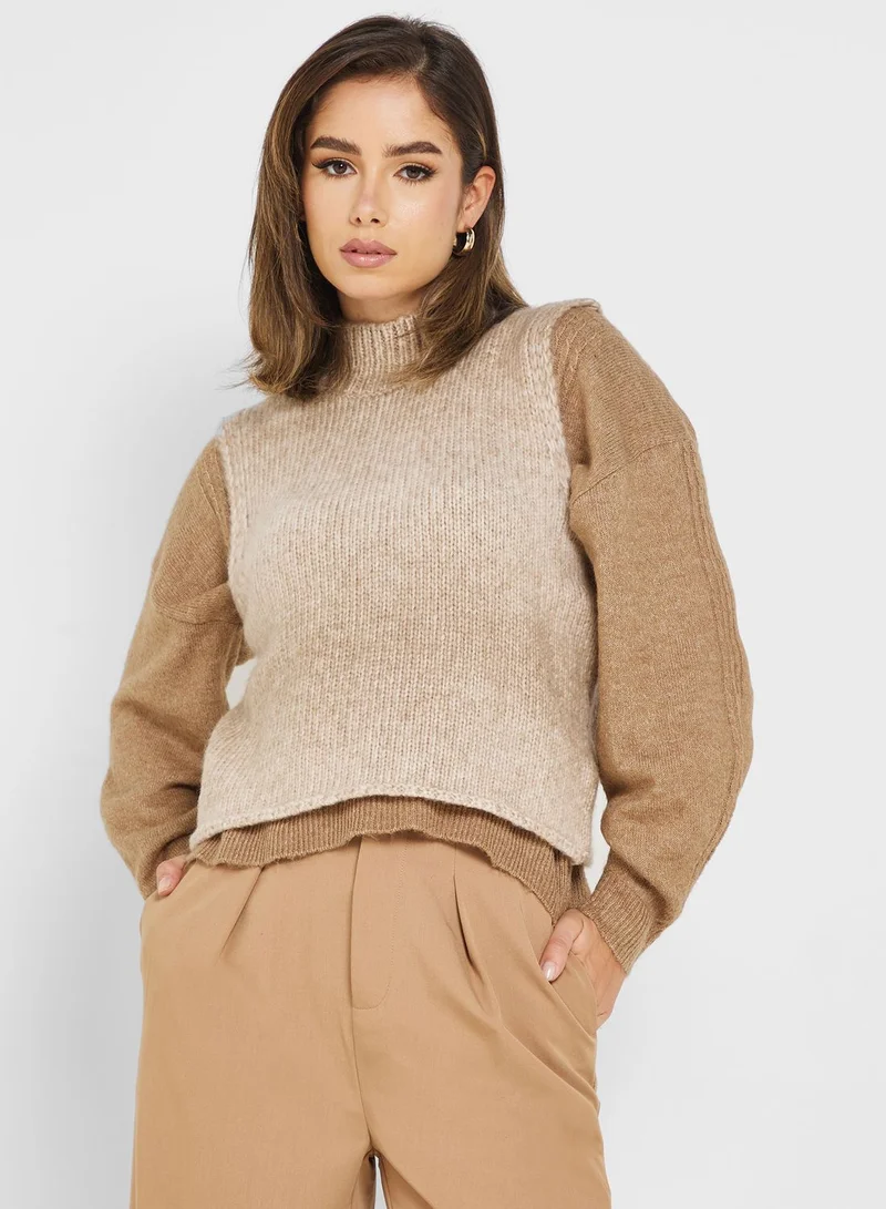 ONLY High Neck Color Block Sweater