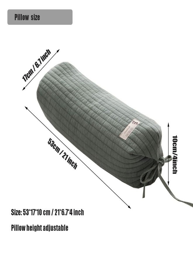 BEDAZE Buckwheat Pillow for Sleeping 14''x21'' Neck Roll Pillow Provide Firm Support, Adjustable Loft Bolster Pillow Relieves Neck and Shoulder Pain (Blue) - Image 3