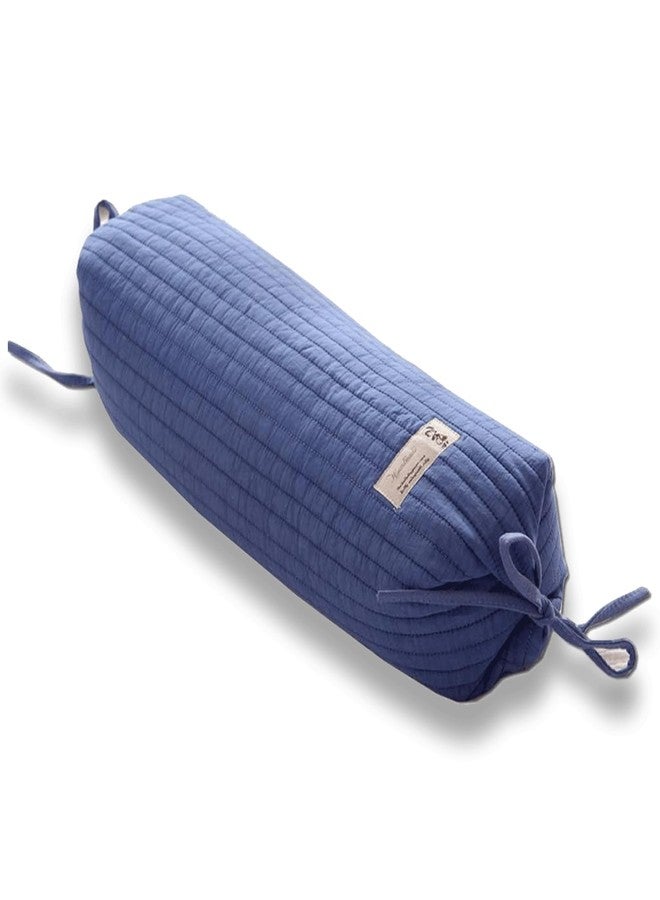 BEDAZE Buckwheat Pillow for Sleeping 14''x21'' Neck Roll Pillow Provide Firm Support, Adjustable Loft Bolster Pillow Relieves Neck and Shoulder Pain (Blue) - Image 1