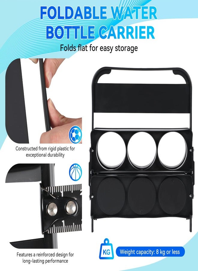 GYHPD Water Bottle Carrier with 8 Sports Squeeze Water Bottles and Stickers, 20 oz Team Water Bottle Set, Plastic Wide Design, Foldable Bottle Carrier for Soccer, Football, Basketball, Bike, Fitness and Gym - Image 4