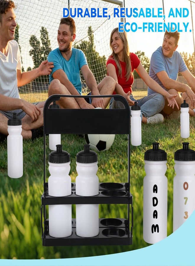 GYHPD Water Bottle Carrier with 8 Sports Squeeze Water Bottles and Stickers, 20 oz Team Water Bottle Set, Plastic Wide Design, Foldable Bottle Carrier for Soccer, Football, Basketball, Bike, Fitness and Gym - Image 5