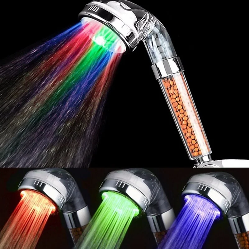 5DM Water Saving Pressurized Shower Head with Color Changing LED Light