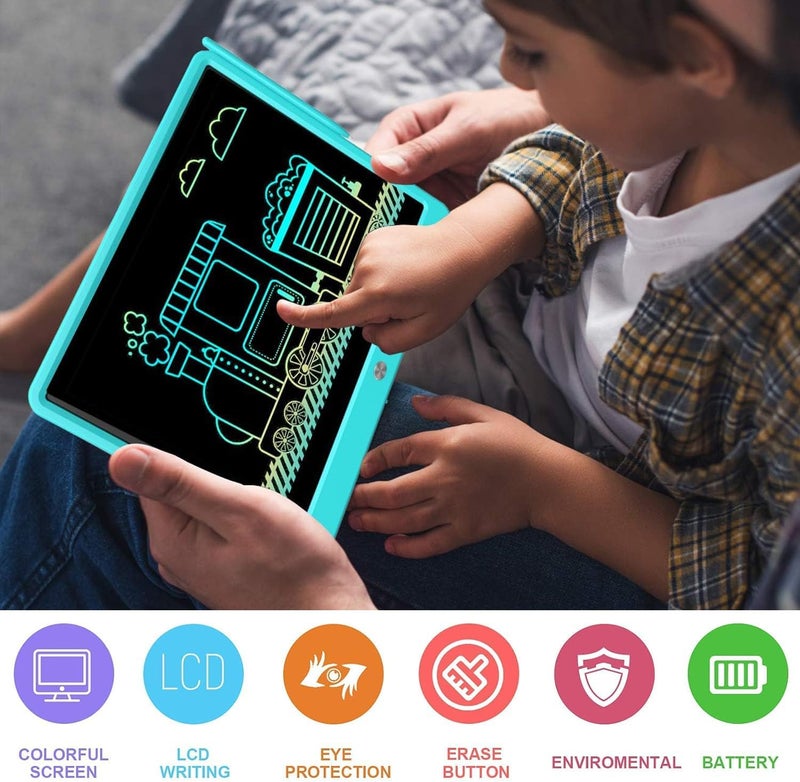 LCD Writing Tablet 15 Inches Colorful Screen Drawing Pad, E-Writing and Scribbler Boards for Kids, Electronic Educational Learning Toys for 3-12 Year Old Girls (Blue) - Image 2
