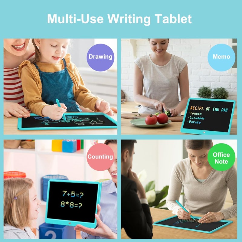 LCD Writing Tablet 15 Inches Colorful Screen Drawing Pad, E-Writing and Scribbler Boards for Kids, Electronic Educational Learning Toys for 3-12 Year Old Girls (Blue) - Image 3