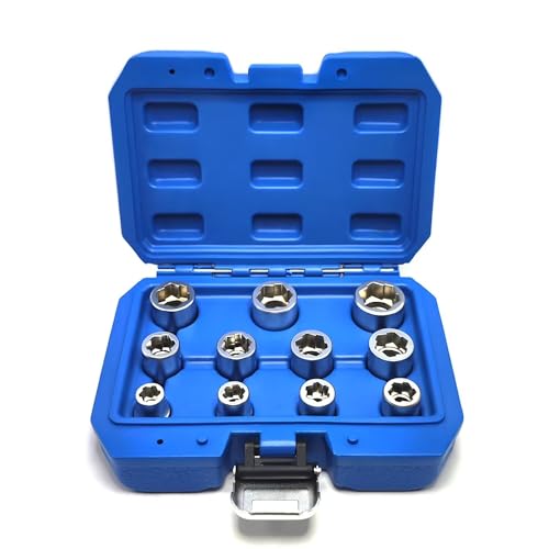 JEUCLEL 11Piece 38 Drive Metric Bolt Extractor Socket Set Sizes 819mm for Easy Removal of Damaged Fasteners with Innovative Clamping Design - Image 1