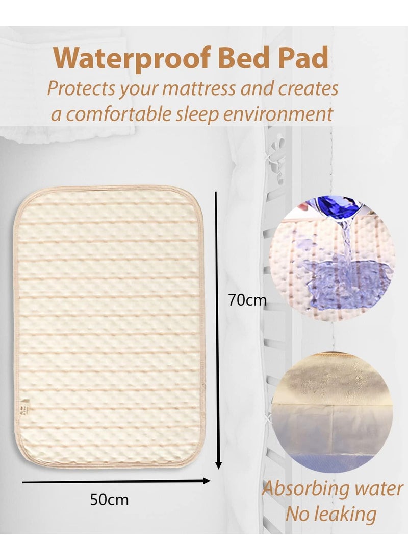 Bebiland 50x70cm Baby Waterproof Bed/Changing Pad, 4-Layer Incontinence Pad with 100% Cotton Surface - Washable Mattress Protector for Babies, Toddlers, and Adults  - Image 2
