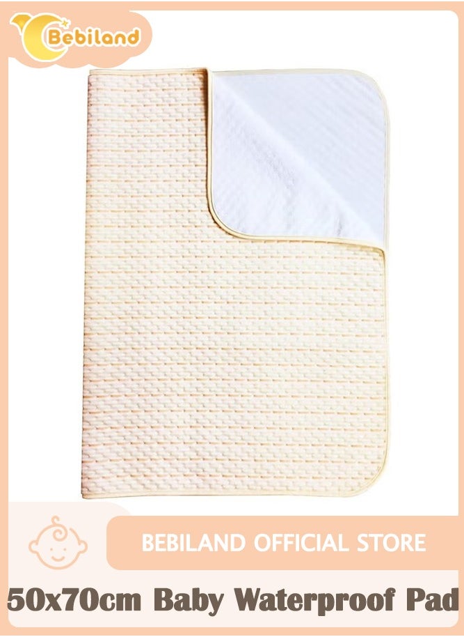 Bebiland 50x70cm Baby Waterproof Bed/Changing Pad, 4-Layer Incontinence Pad with 100% Cotton Surface - Washable Mattress Protector for Babies, Toddlers, and Adults  - Image 1