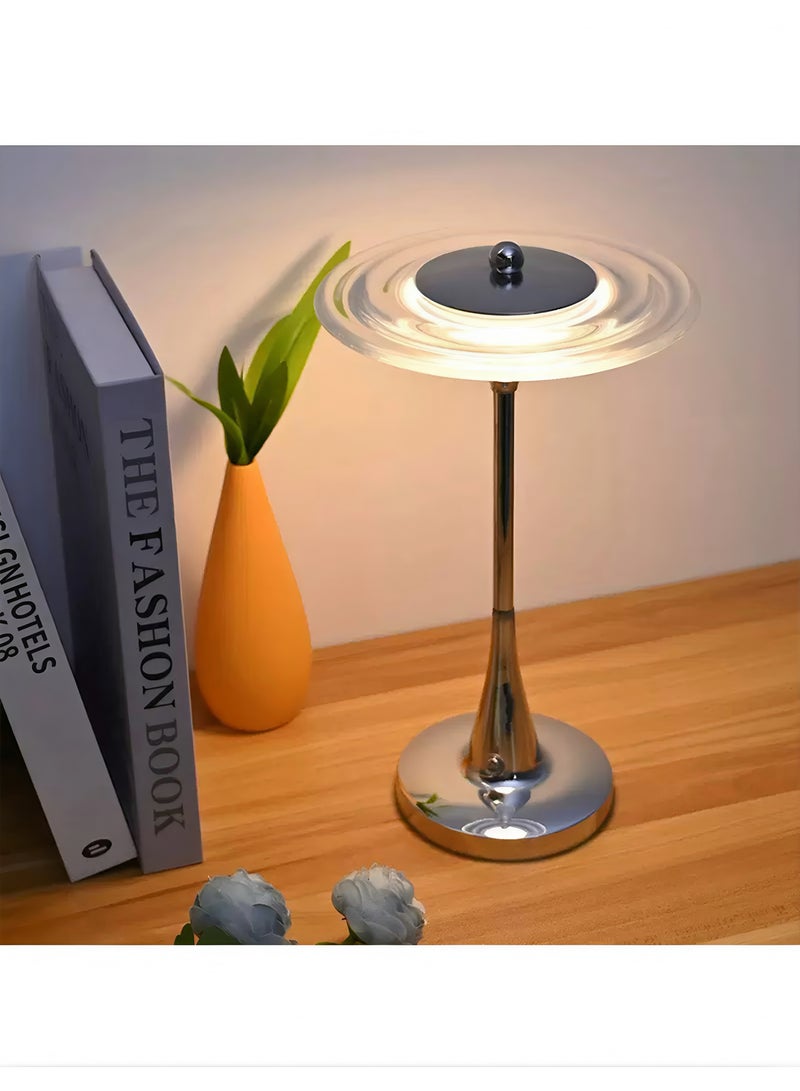 Bedroom Table Lamp, LED Ambient Creative UFO-Shaped Acrylic Lamp with Touch Control, 3-Color Dimming & USB Charging, Bedside Lamp - Image 3