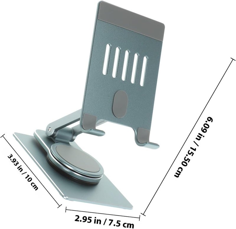 Adjustable Folding Aluminum Alloy Mobile Phone Stand and Tablet Mount for Desk 360° Rotatable Portable Phone Holder with Height Lift, Small Gray Multi-Functional Tablet Accessories - Image 2
