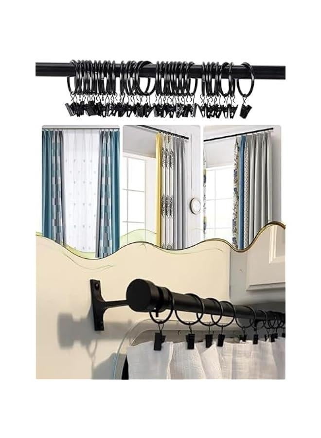 40 Pack Black Curtain Rings, Rustproof Metal Curtain Hooks Curtain Clips with Rings, 1.26 Interior Diameter Curtain Rings with Clips, Ring Clips for Curtains, Hats, Bows, Towels - Image 3