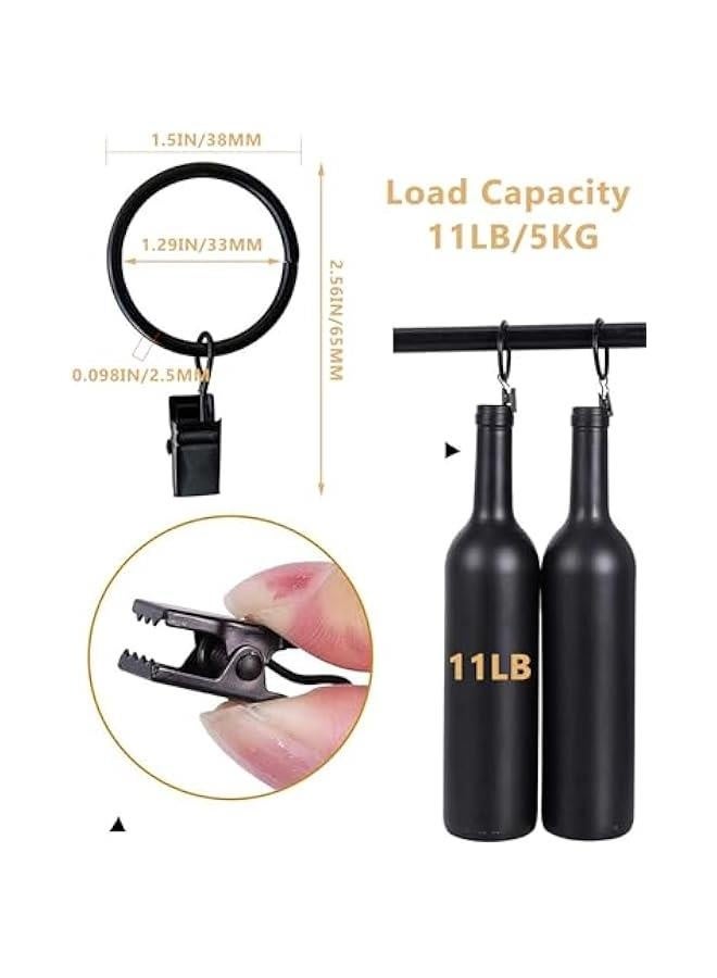 40 Pack Black Curtain Rings, Rustproof Metal Curtain Hooks Curtain Clips with Rings, 1.26 Interior Diameter Curtain Rings with Clips, Ring Clips for Curtains, Hats, Bows, Towels - Image 2