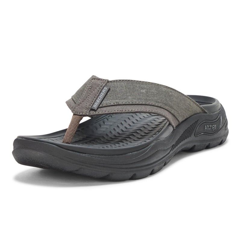 SKECHERS صندل سكيشرز للرجال بتصميم آرتش فيت موتلي إس دي-ريجيل من قماش، أسود، 7 - Image 5