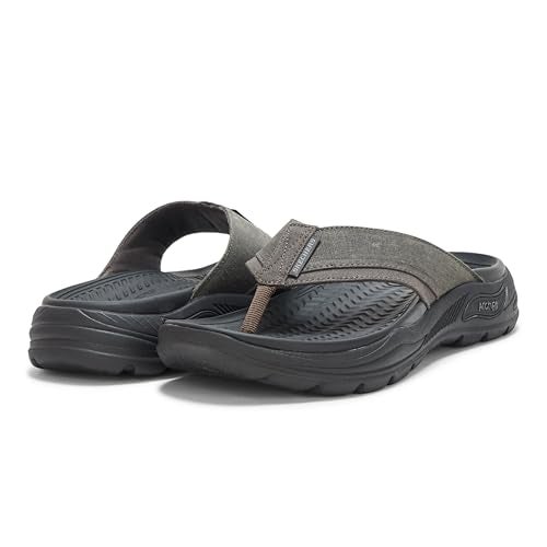 SKECHERS صندل سكيشرز للرجال بتصميم آرتش فيت موتلي إس دي-ريجيل من قماش، أسود، 7 - Image 3