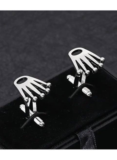 Fashionable Men's Cufflinks – Copper-plated With A Crown In The Shape Of A Hand, Golden And Silvery Shirt Cufflinks, Suit Accessories, Formal/Business Wear Gift