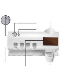 Bathroom Toothbrush Wall Mount Bracket with 4 Slots and 1 Automatic Toothpaste Dispenser, USB Rechargeable Solar Panel and Smart Sensor