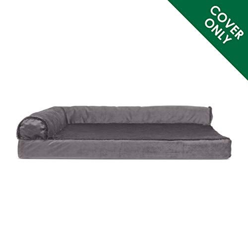 Furhaven Replacement Dog Bed Cover Plush Velvet L Shaped Chaise Machine Washable Platinum Gray Medium - Image 3