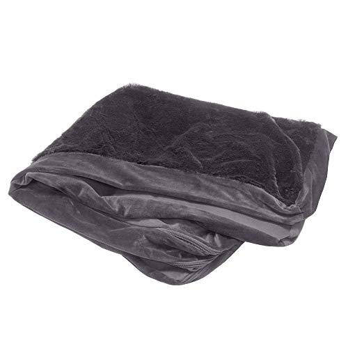 Furhaven Replacement Dog Bed Cover Plush Velvet L Shaped Chaise Machine Washable Platinum Gray Medium - Image 1