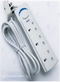 Best Best Power Strips Extension Cord | 3 Sockets Universal Plug Adapter with 3Meter Bold Extension Cable | Power Socket | Extension Board | Extension Cable | Extension Socket (White)  - Image 3