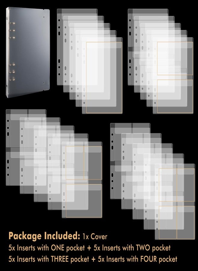 CYFUN DESIGN A5 6 Ring Binder Cover with 20 PCS Various Grids Pockets for Dies and Stamp Sotorage 6 Hole Planner Pages Refill Insert Die Storage Book Binder Page Protectors Pockets - Image 4