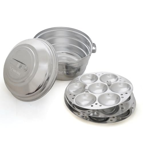 Solaris Kitchenware’s Aluminium Idli Pot – Lightweight & Durable | Perfect for Fluffy Idlis, Steaming & Multipurpose Cooking | 22 Idlies - Image 1