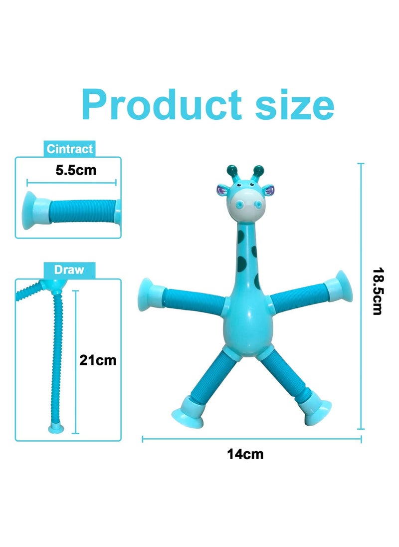 Generic Telescopic Suction Cup Giraffe Toys, Giraffe Sensory Toy, Suction Cup Toy for Kids, Giraffe Stuffed Animal, Anti-Stress Toys, Funny Educational (Blue)  - Image 2