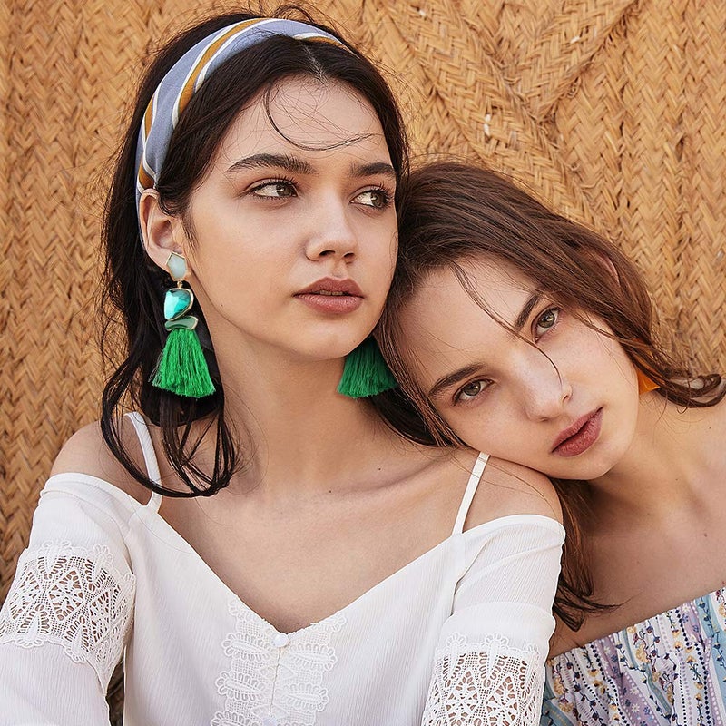 FIFATA Vintage Drop Dangle Earrings Boho Statement National Style Tassel Earring Rhinestone Rectangle Long Earrings for Women - Image 2