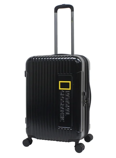 NATIONAL GEOGRAPHIC National Geographic Canyon ABS/PC Hardshell Medium Check-In Suitcase Black, Durable Lightweight Expandable Anti-theft Zipper TSA Lock Travel Luggage, 4 Double Wheel Trolley Bag (60 cm/24 Inch).