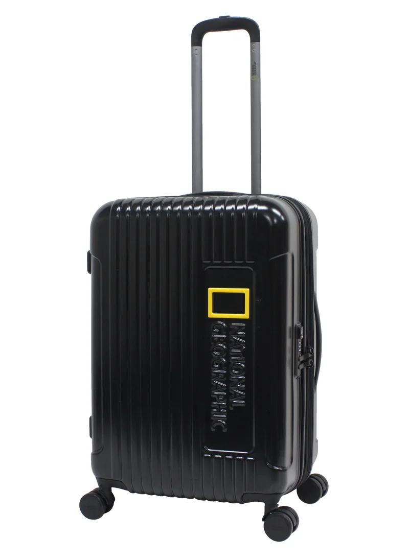 NATIONAL GEOGRAPHIC National Geographic Canyon ABS/PC Hardshell Medium Check-In Suitcase Black, Durable Lightweight Expandable Anti-theft Zipper TSA Lock Travel Luggage, 4 Double Wheel Trolley Bag (60 cm/24 Inch).