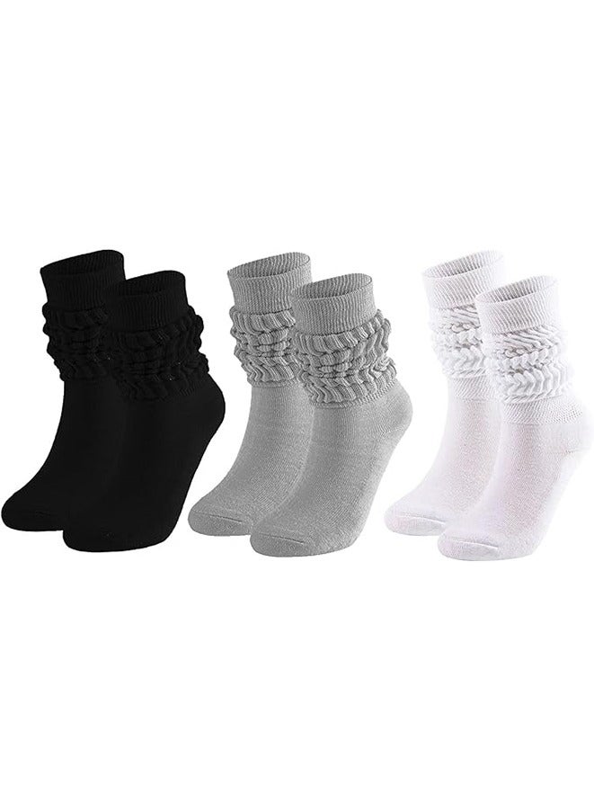 3 Pairs Slouch Socks for Women Size 9-11 Soft Extra Long Scrunch Knee High Boot Socks - Image 1