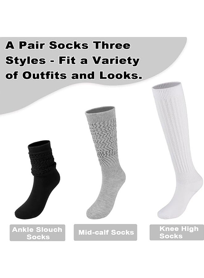 3 Pairs Slouch Socks for Women Size 9-11 Soft Extra Long Scrunch Knee High Boot Socks - Image 3