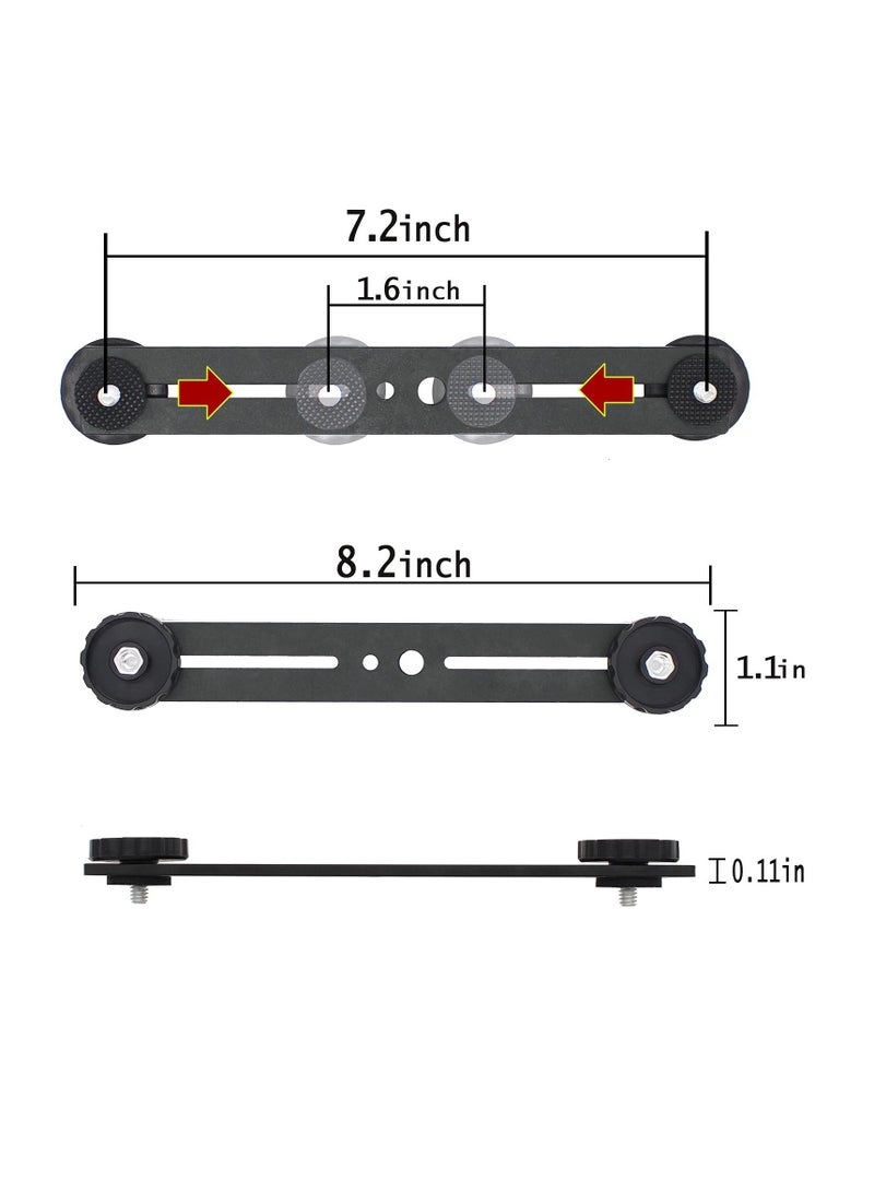 KASTWAVE Dual Speedlite Tripod Mount, Dual Speedlite Tripod Mount Bracket 1/4" Dual Camera Mount Flash Extension Bar 8" Dual Tripod Bracket for Camera LED Video Light DSLR Camera Flash Light (2 Pack)  - Image 4