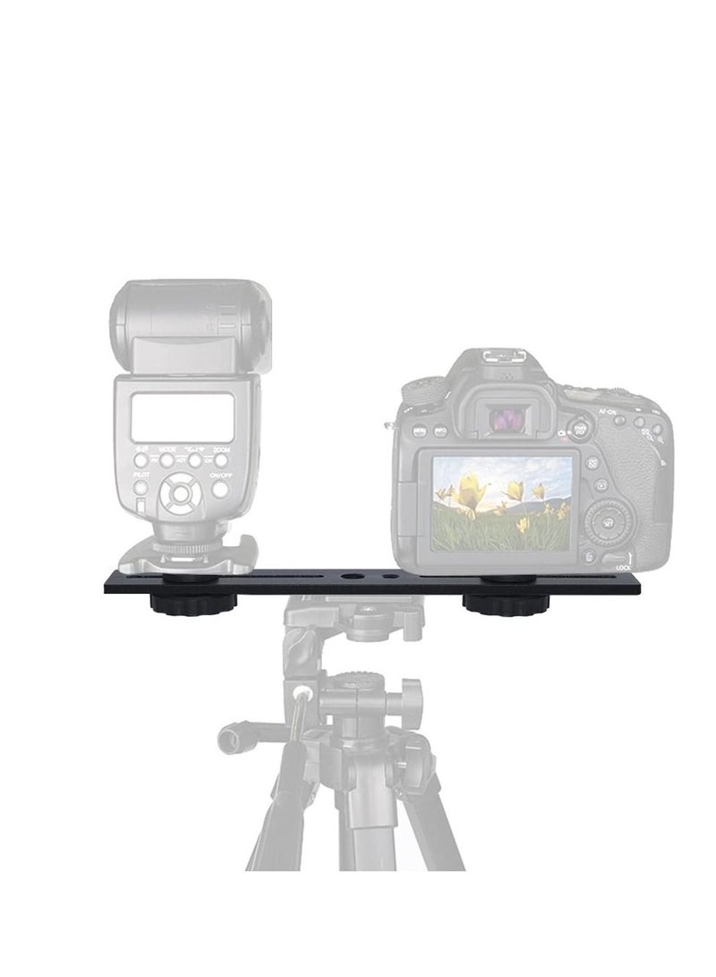 KASTWAVE Dual Speedlite Tripod Mount, Dual Speedlite Tripod Mount Bracket 1/4" Dual Camera Mount Flash Extension Bar 8" Dual Tripod Bracket for Camera LED Video Light DSLR Camera Flash Light (2 Pack)  - Image 2