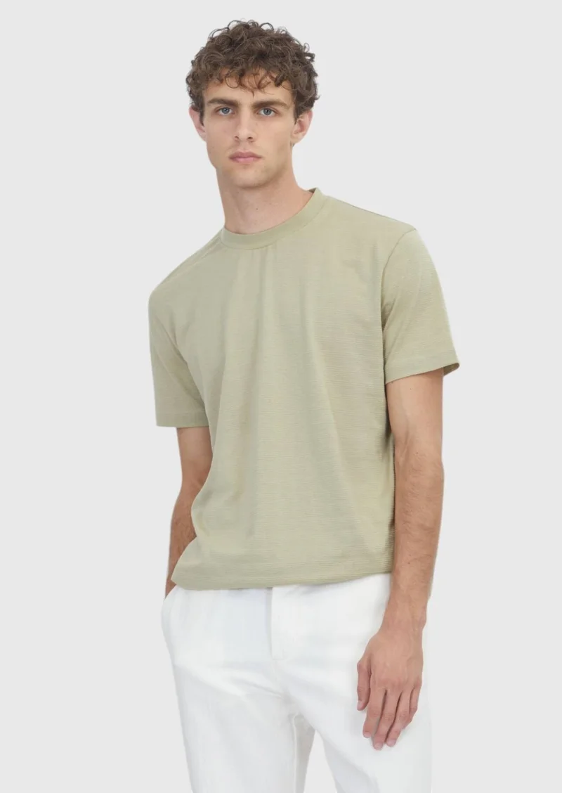 RAMSEY Light Green Jacquard 100% Cotton T-Shirt
