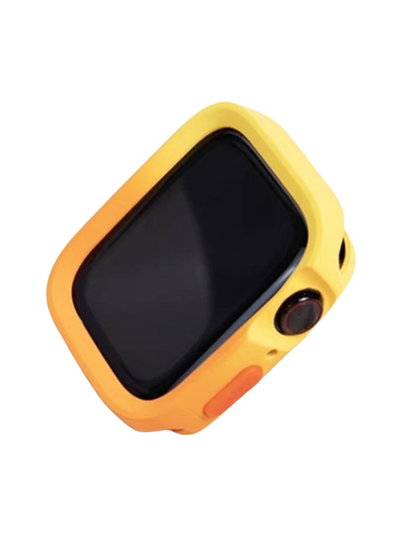 Yellow And Orange For Apple Iwatch9 44mm/45mm Two-Color Gradient Protective Cover Hollow, Waterproof And Drop-Proof - Image 1