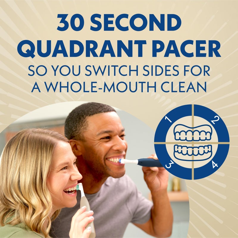 Spinbrush Smart Clean Battery Powered Electric Toothbrush for Adults with Dual Action Head, Pacer & Timer, Midnight Blue, Soft Bristles, 1 Count - Image 2