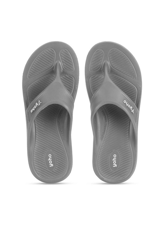 YOHO YOHO Drizzle Soft Slippers for Men | Mild Acupressure | Lightweight, Monsoon Grey, UK 8  - Image 1