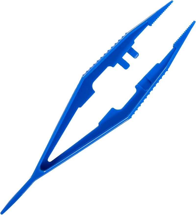 Vakly Plastic Forceps Tweezers Blue Disposable First Aid Pickup Grabbers with Finger Ridges, Serrated Tips and narrow points for Medical, Crafts, Lab and School Science Class… (30) - Image 5