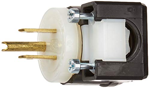 Leviton 15 Amp, 125 Volt, Angle Plug, Straight Blade, Industrial Grade, Grounding, 5266-CA, Black-White - Image 3