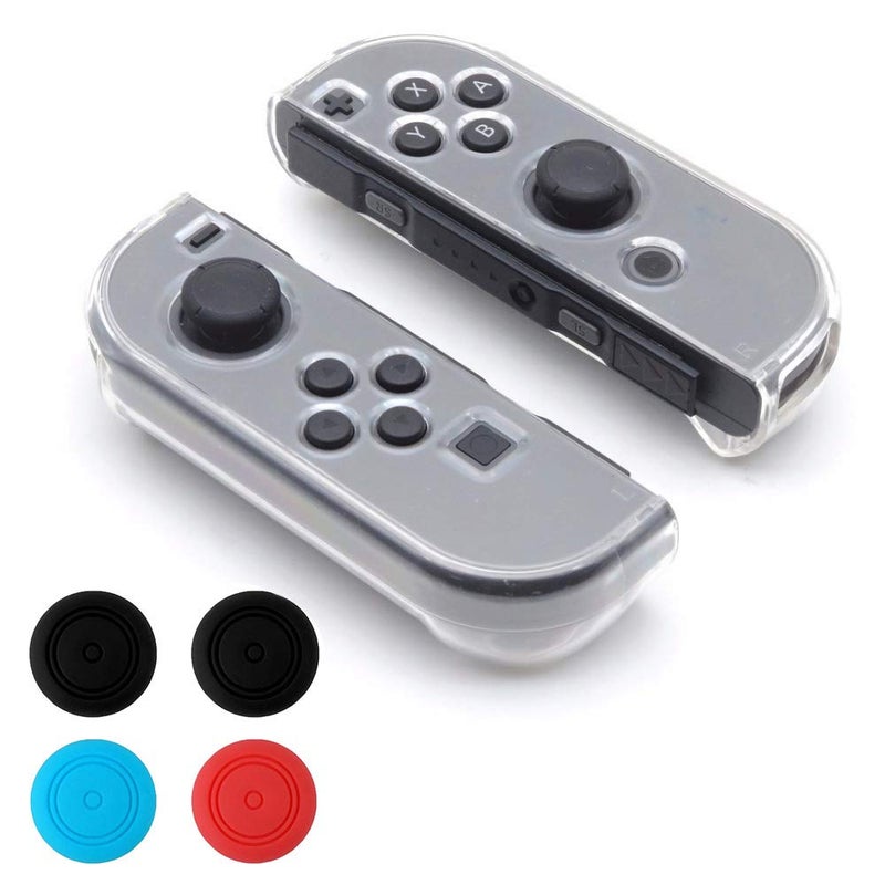 Rowsmau Anti-Scratch Detachable Transparent Crystal Protective Hard Case Cover Skin Shell with Thumbstick for Switch NS NX Joy-con Controller 1 - Image 1