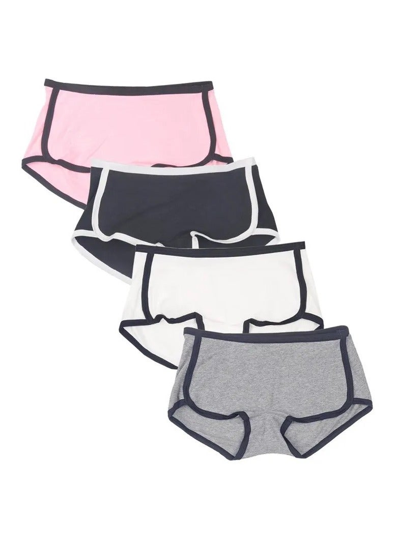 4 Pieces Elegant Soft Cotton Boyshort Panties - Image 1