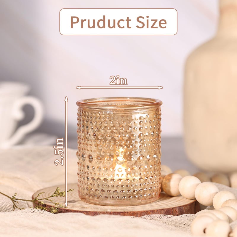 simeitol 15Pcs Glass Votive Candle Holders, Gold Tea Light Candle Holders Vintage Fall Tealight Candle Holder Bulk for Autumn, Thanksgiving Table Centerpieces, Christmas Decor (Gold) - Image 5