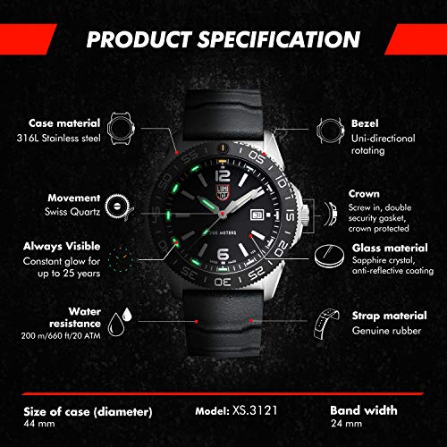 Luminox ساعة لومي نوكس للغوص للرجال من سلسلة 3120 بسويسري كوارتز - Image 5