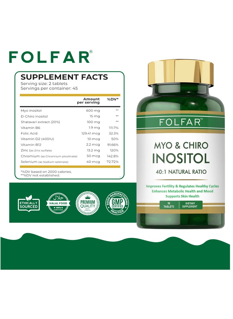 Folfar Myo & D-Chiro -Inositol (40:1 Ratio) -90 Tablets  - Image 2