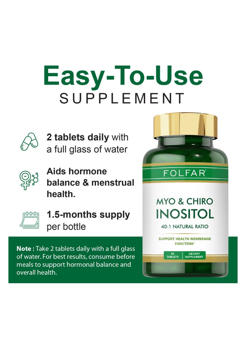 Folfar Myo & D-Chiro -Inositol (40:1 Ratio) -90 Tablets  - Image 5