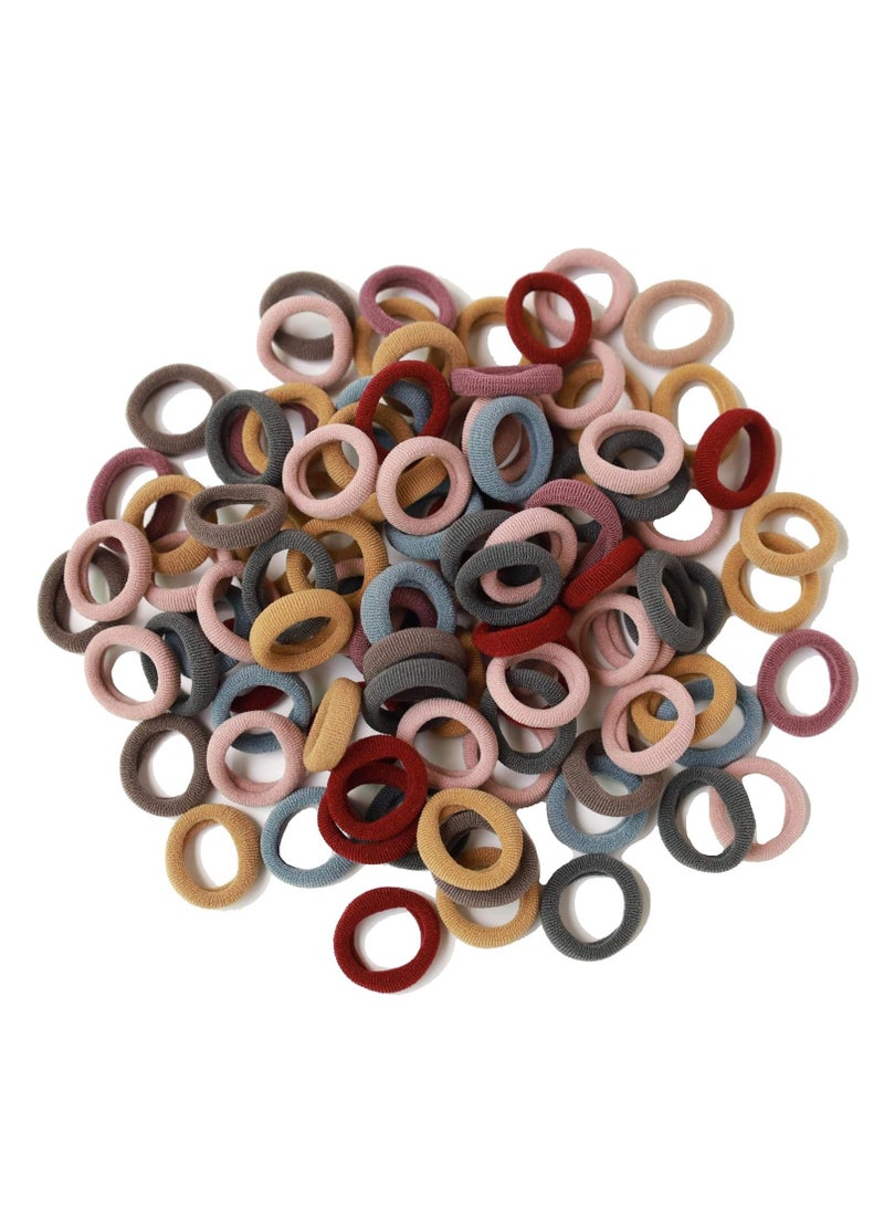 Lelet 200Pcs Nylon Toddler Hair Elastics Ponytail Holder Soft & Seamless Baby Hair Ties, Colorful Rubber Bands for Girls, Gentle on Hair, 2.4cm Diameter -Dark Colors - Image 1