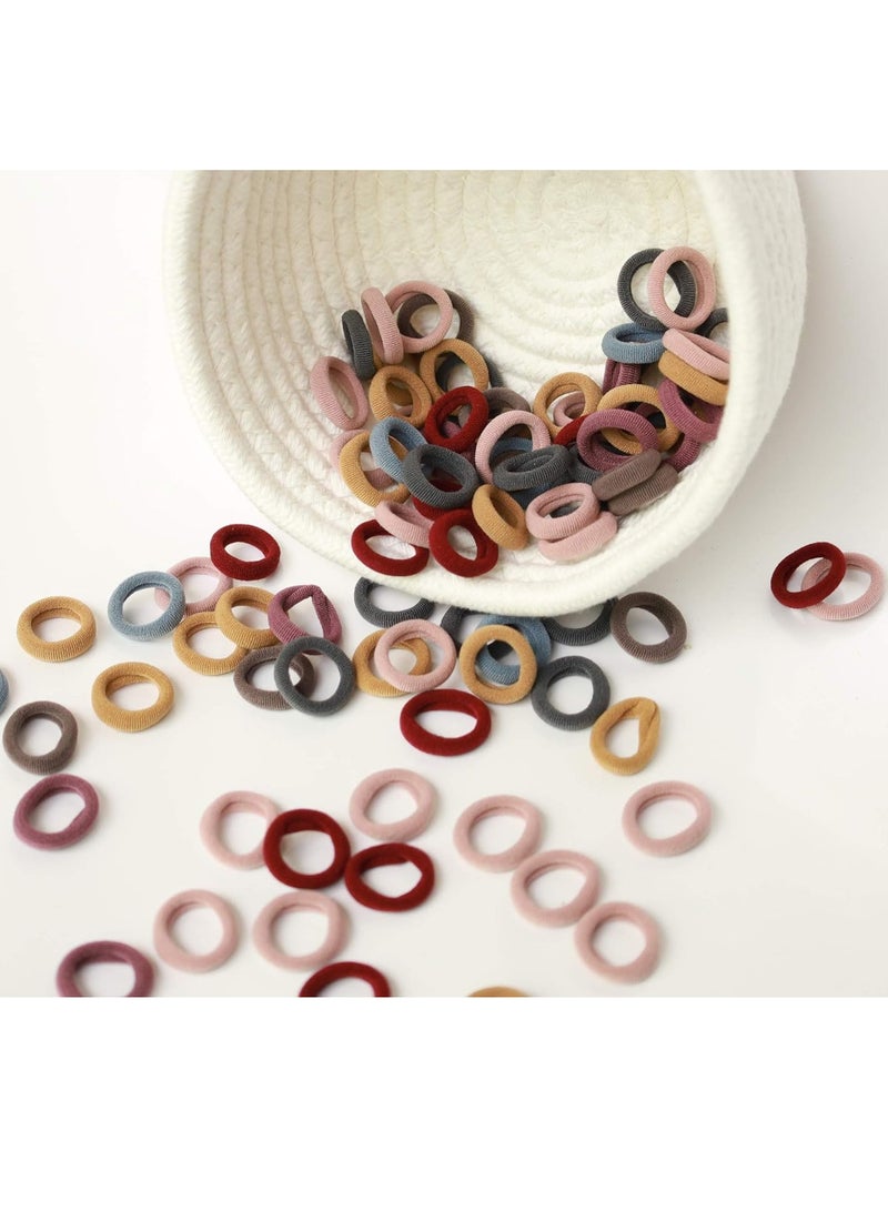 Lelet 200Pcs Nylon Toddler Hair Elastics Ponytail Holder Soft & Seamless Baby Hair Ties, Colorful Rubber Bands for Girls, Gentle on Hair, 2.4cm Diameter -Dark Colors - Image 2