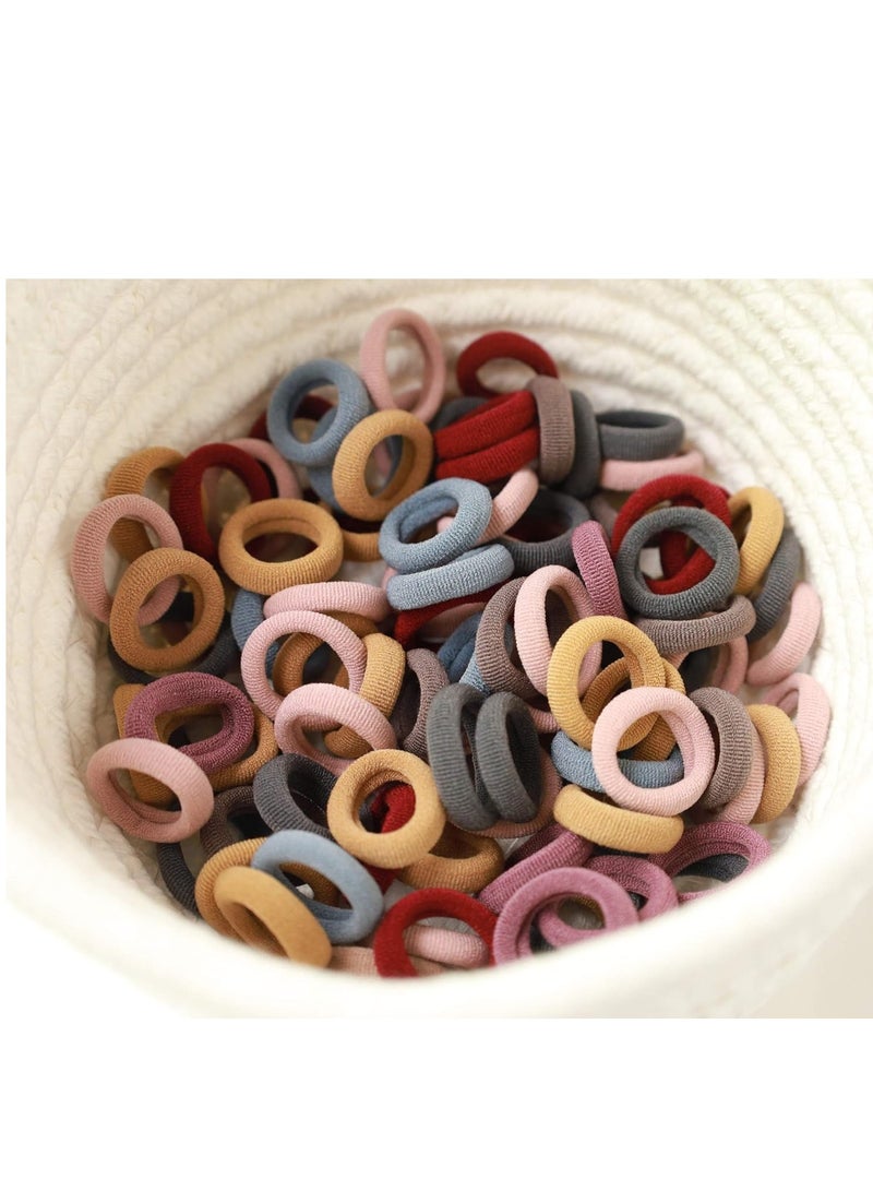 Lelet 200Pcs Nylon Toddler Hair Elastics Ponytail Holder Soft & Seamless Baby Hair Ties, Colorful Rubber Bands for Girls, Gentle on Hair, 2.4cm Diameter -Dark Colors - Image 4
