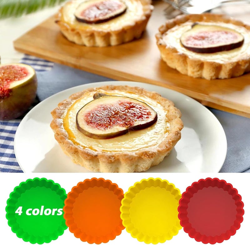 Webake قالب تارت مصغر من السيليكون 4 بوصة، قوالب كيش غير لاصقة، قالب فطيرة صغير، قوالب تارت للخبز، عبوة من 8 قطع - Image 2