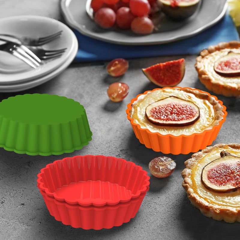 Webake قالب تارت مصغر من السيليكون 4 بوصة، قوالب كيش غير لاصقة، قالب فطيرة صغير، قوالب تارت للخبز، عبوة من 8 قطع - Image 5