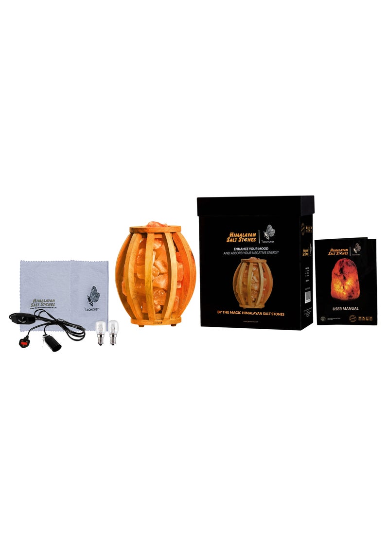GEOHONEY - Geohoney - Himalayan Salt Lamp in Wooden Basket - Image 1